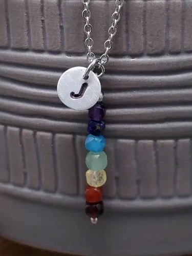 Personalized Mini Chakra Y Necklace – 18" – Initial Charm | Healing Stones | Intention Jewelry product image (4)