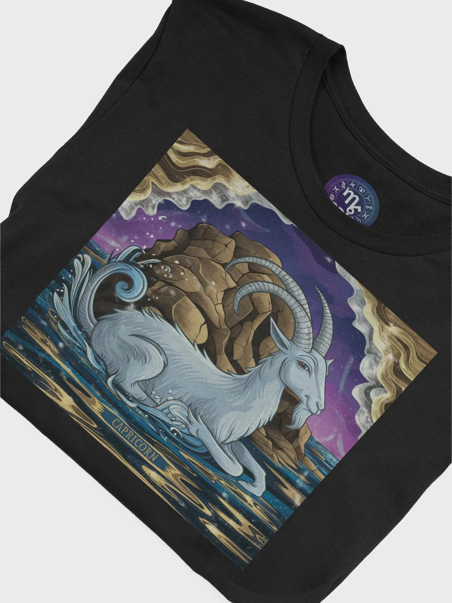 Exclusive Capricorn Zodiac T-Shirt - Unisex Astrology Gift with Enchanted Sea-Goat and Cosmic Design product image (7)