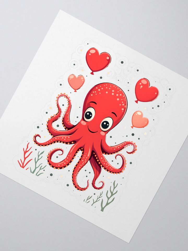 Cheerful Octopus-Hearts Balloons Stickers product image (2)