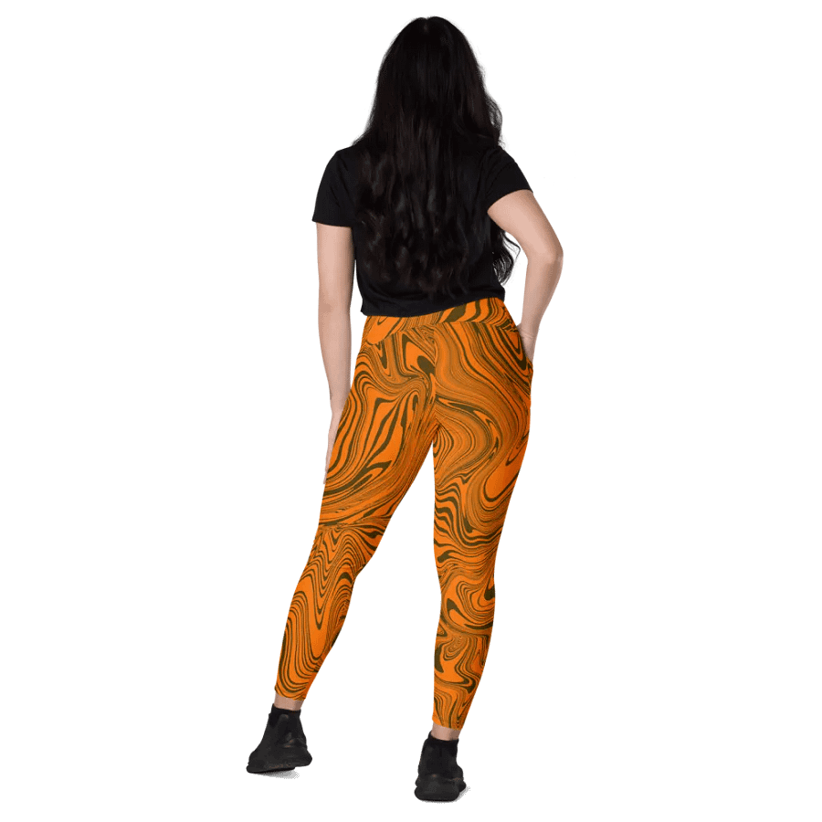 Leggings with Pockets - Abstract Orange Swirls product image (11)