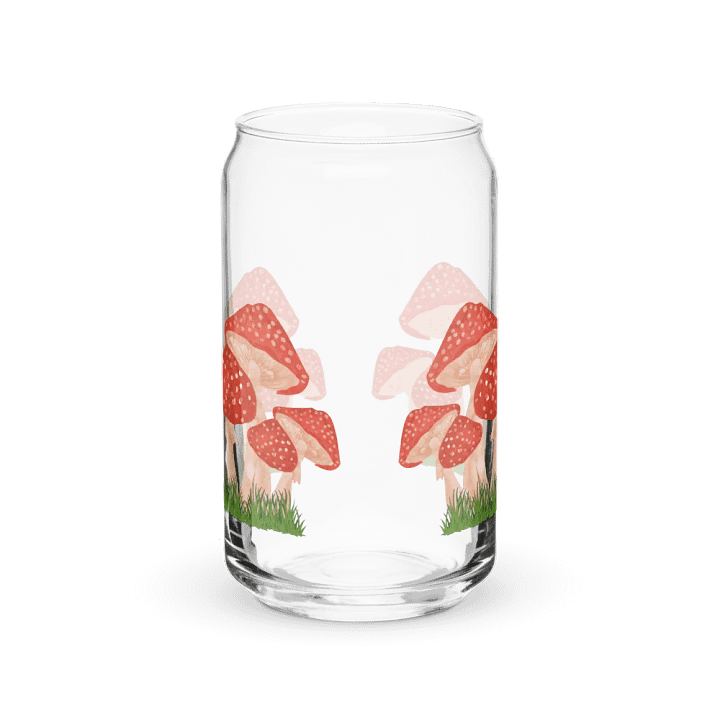 Mushroom Print Glass Can Cup With Or Without Lid product image (2)