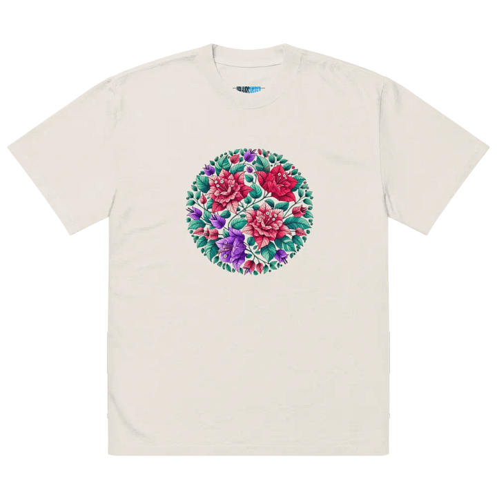 Symmetrical Floral Harmony Oversized T-Shirt | AI Design Bougainvillea Flower product image (2)