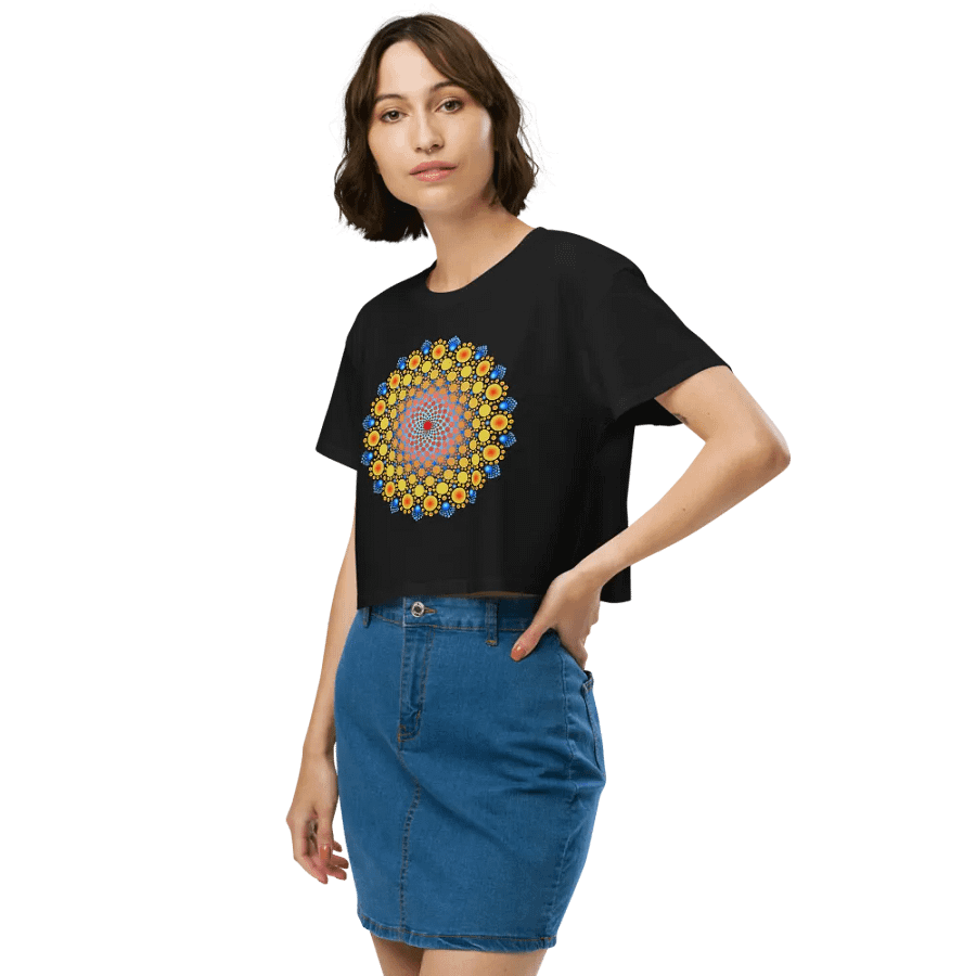 Orange Sunflower Mandala Women's Crop Top product image (3)
