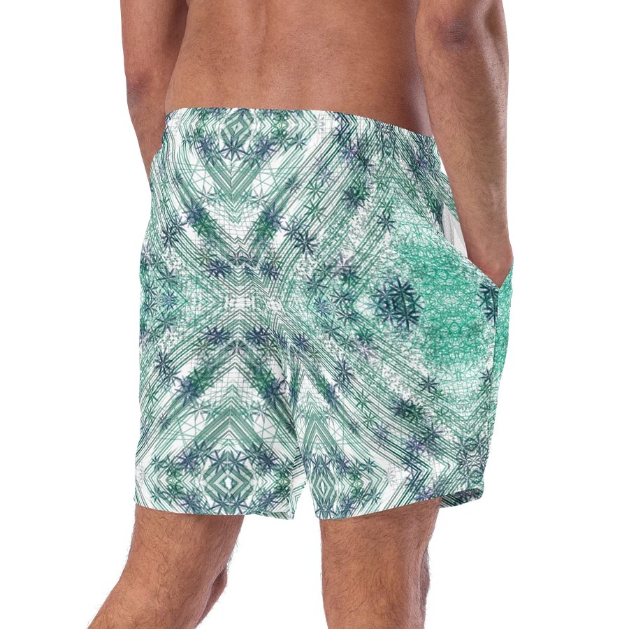 Shades Of Green Geometric Pattern Mens Swim Shorts product image (3)