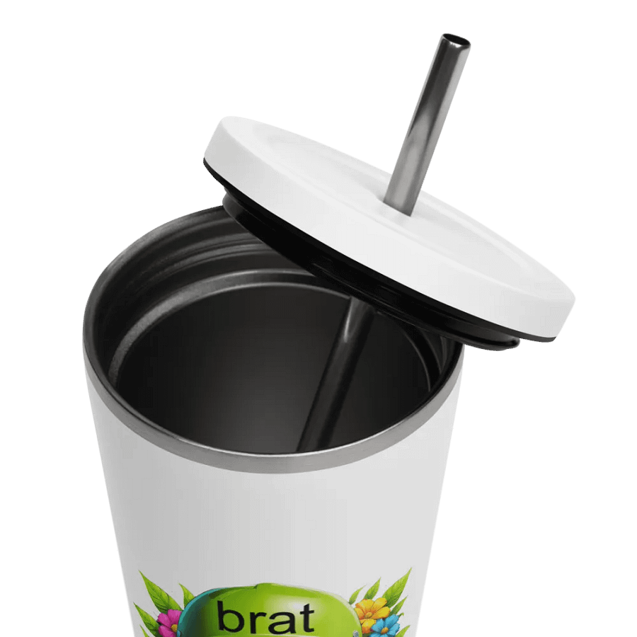 Brat 20 oz Tumbler Cup - White - Insulated Tumbler with a Straw v6 product image (11)