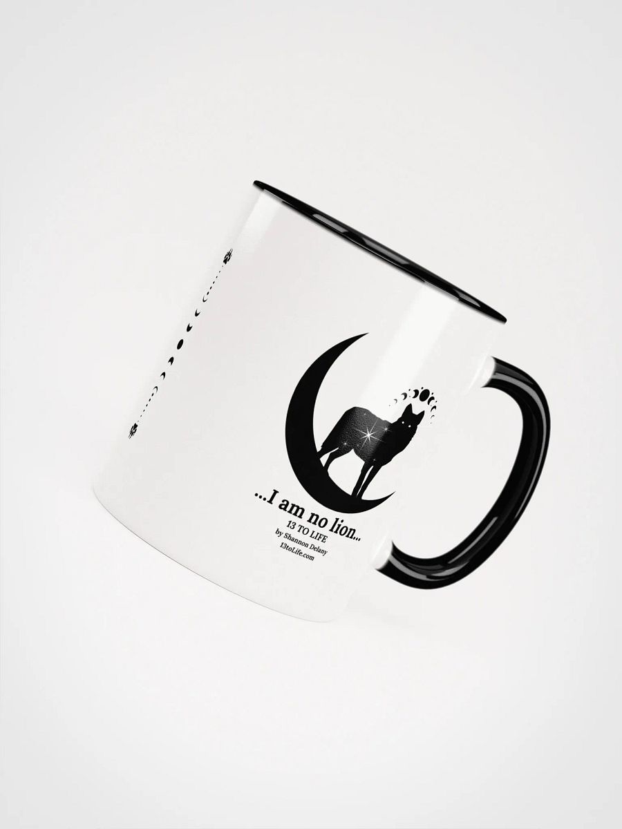 I Am No Lion – Wolf and Moon Mug – 13 TO LIFE Mug with Accent Color Interior and Handle product image (4)