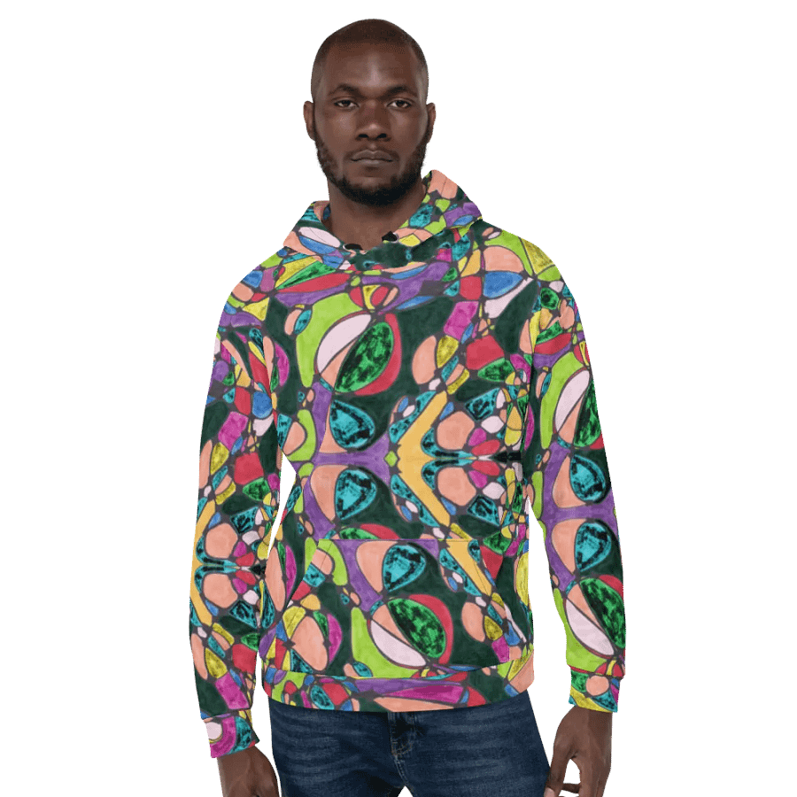Abstract Colourful Patterned Neurographic Unisex Pull Over Hoodie product image (6)