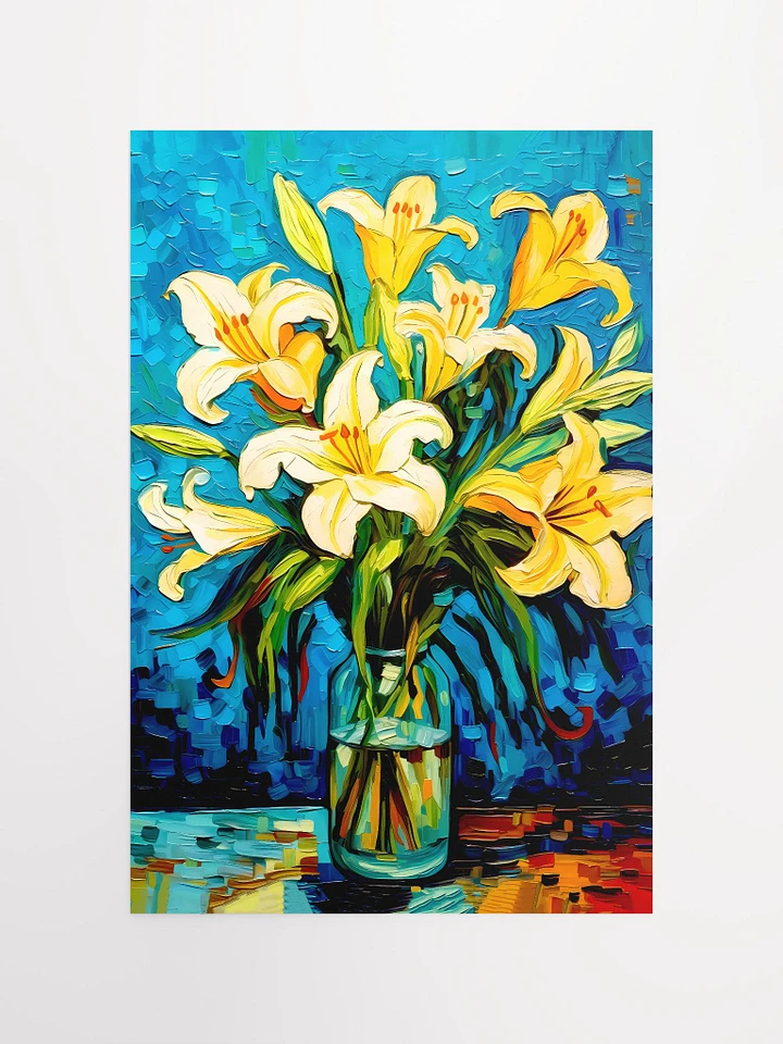 Vibrant Expressionist Lilies in Bloom Van Gogh Style Art Print Matte Poster product image (2)