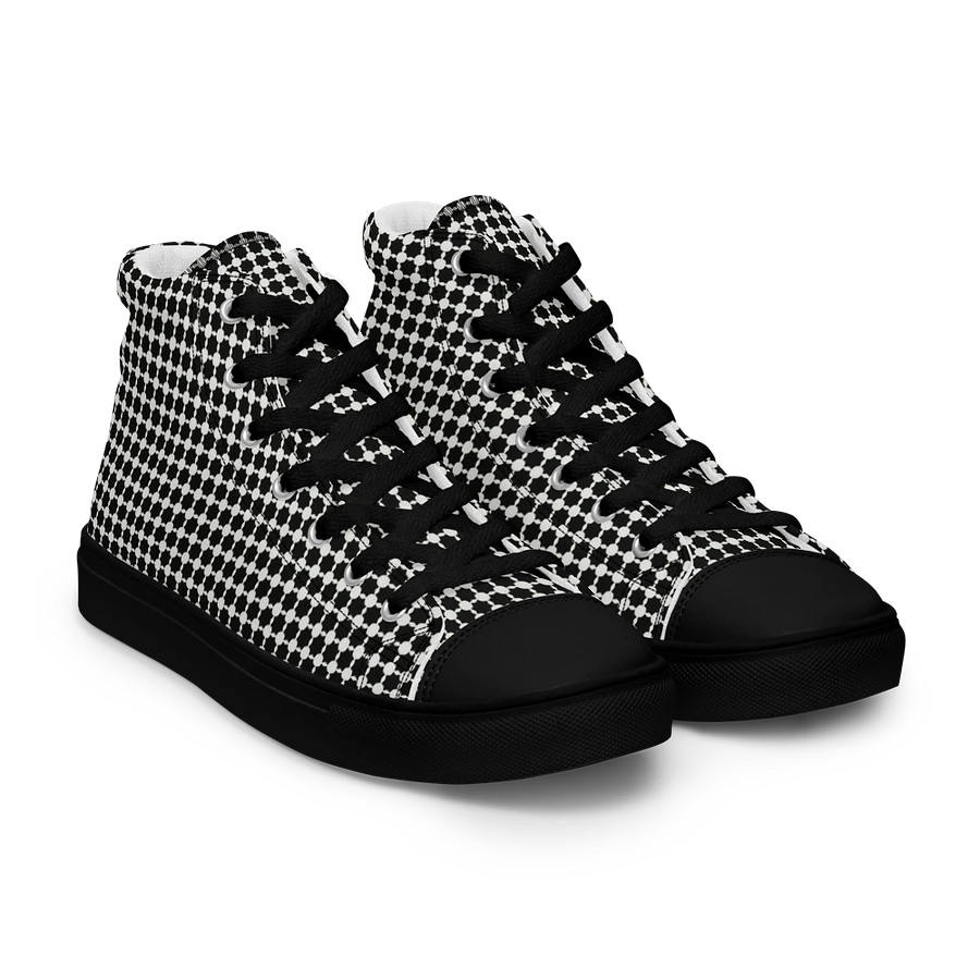 Abstract Black and White Chain Ladies Canvas Shoe High Tops product image (25)