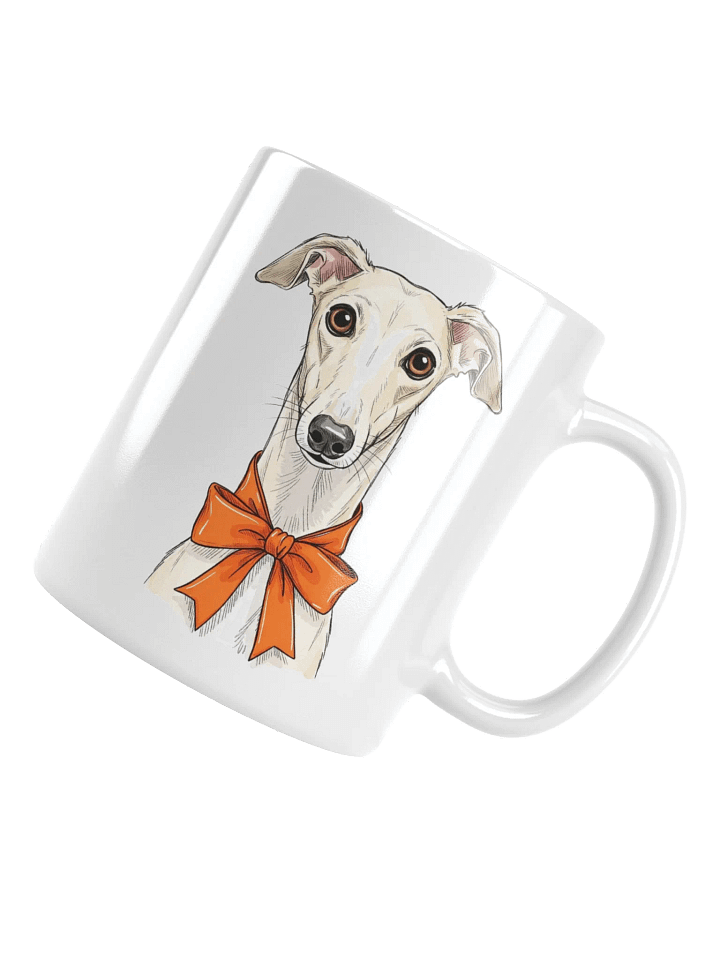 Greyhound With An Orange Bow Sketch-y Art Chic Small Ceramic Mug product image (1)