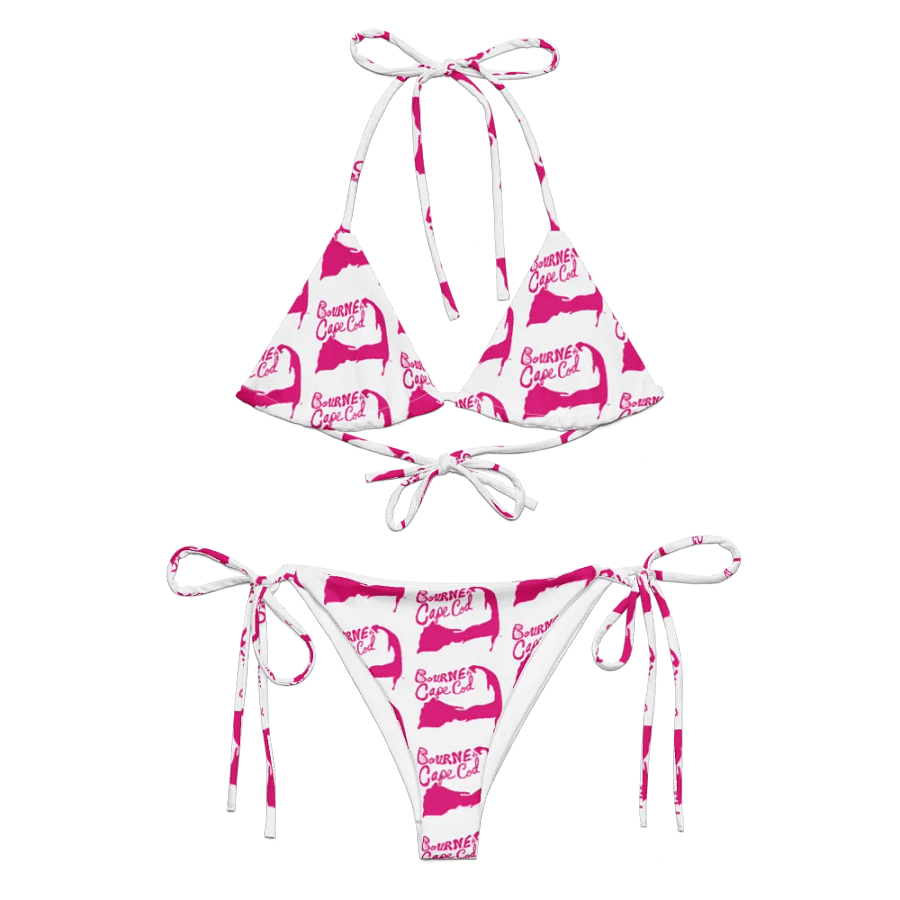 BOURNE to Cape Cod™ | Pink Logo on White | String Bikini – Bold, Beachy & Totally Luxe product image (1)