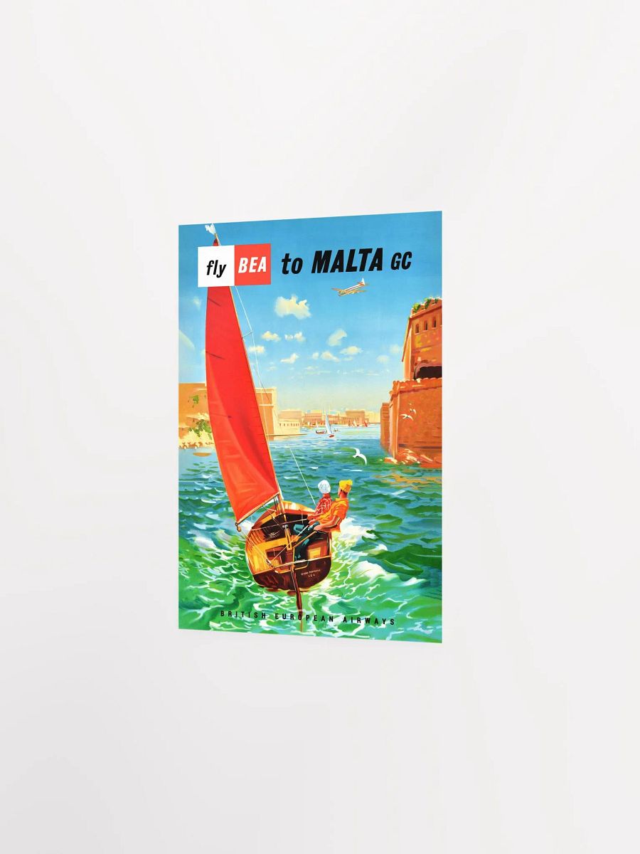 Fly to Malta, BEA, 1950s — retro travel poster, vintage travel print, retro travel wall art, retro wall art, travel wall decor product image (7)