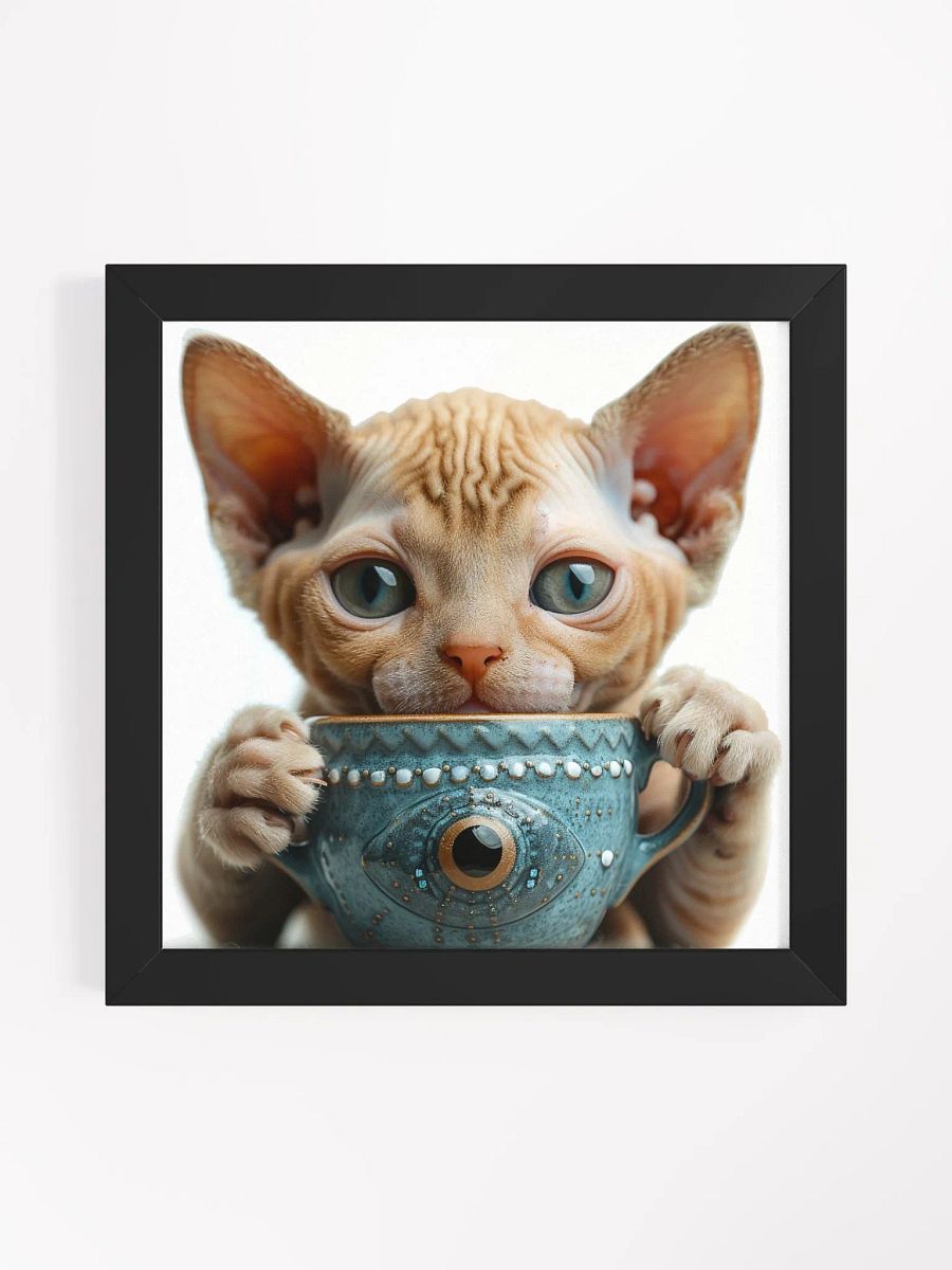 Coffee Lover Cute Hairless Sphynx Kitten Wall Art product image (1)