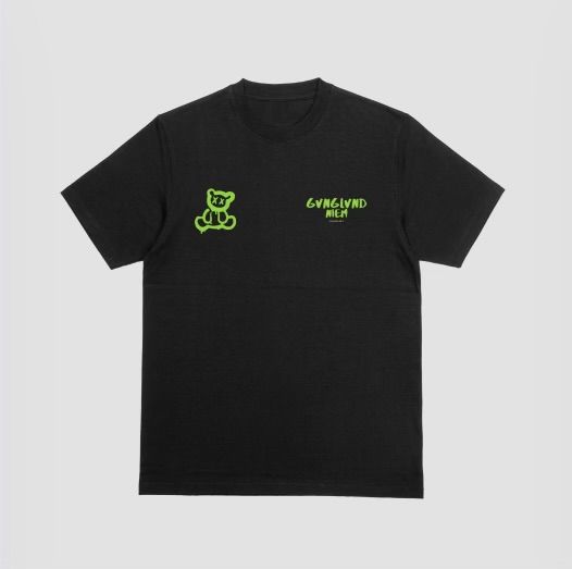 Gvnglvnd bear tee (black/lime colorway) product image (1)