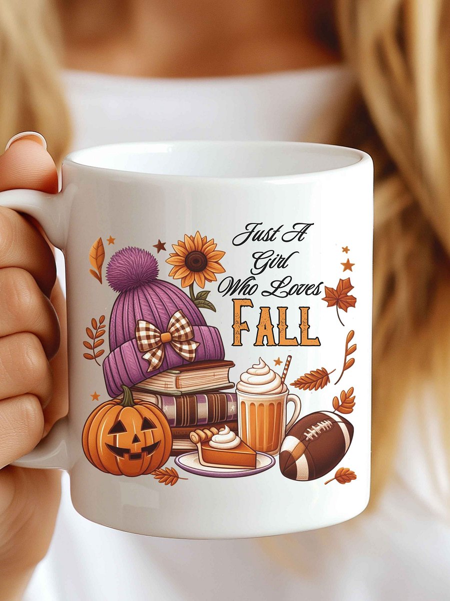 Just a Girl Who Loves Fall PNG, Autumn Sublimation Design, Pumpkin Pie Clipart, Cozy Fall Digital Download, Fall Shirt DIY Printable product image (5)