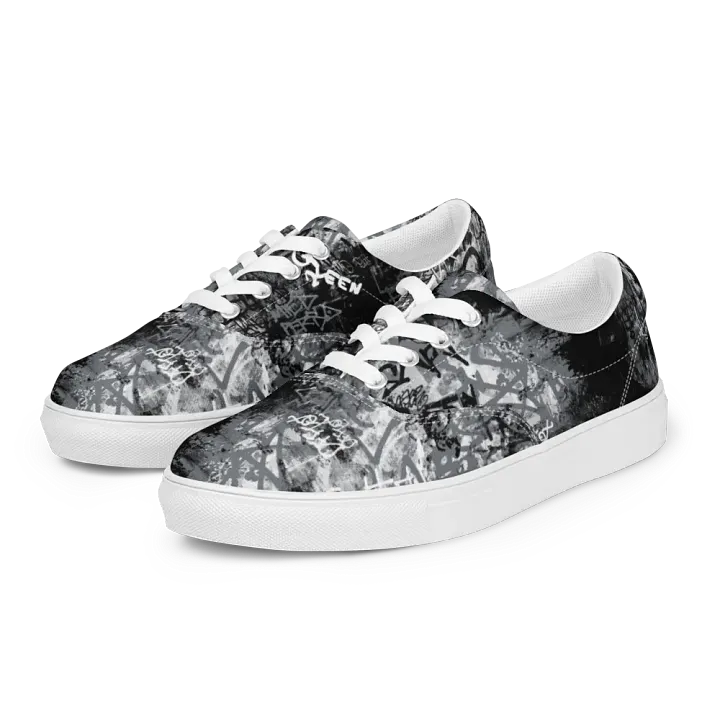 Black and White Graffiti | Women's Lace-Up Canvas Shoes product image (2)