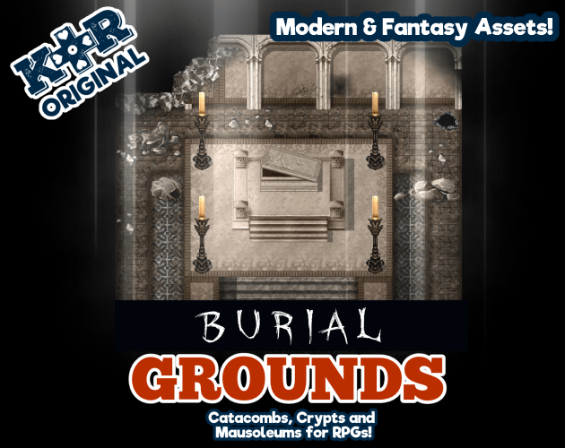KR Burial Grounds ~ Crypt, Catacomb and Mausoleum Tileset for RPGs product image (1)