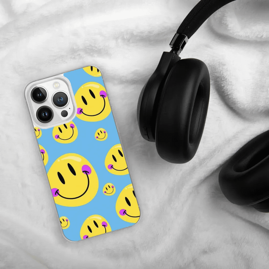 Smiley Faces Blue iPhone Case product image (4)