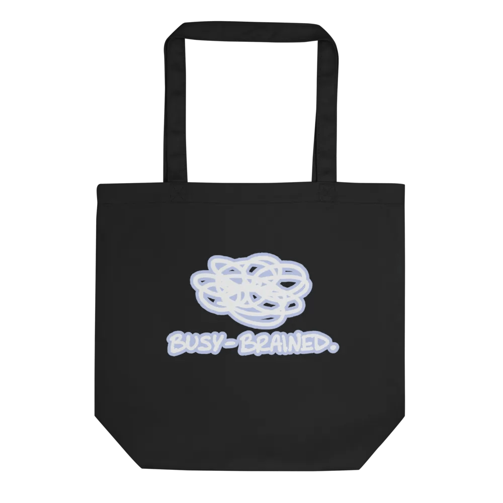 BUSY-BRAINED (lined design, #BDCAEF) tote bag product image (1)