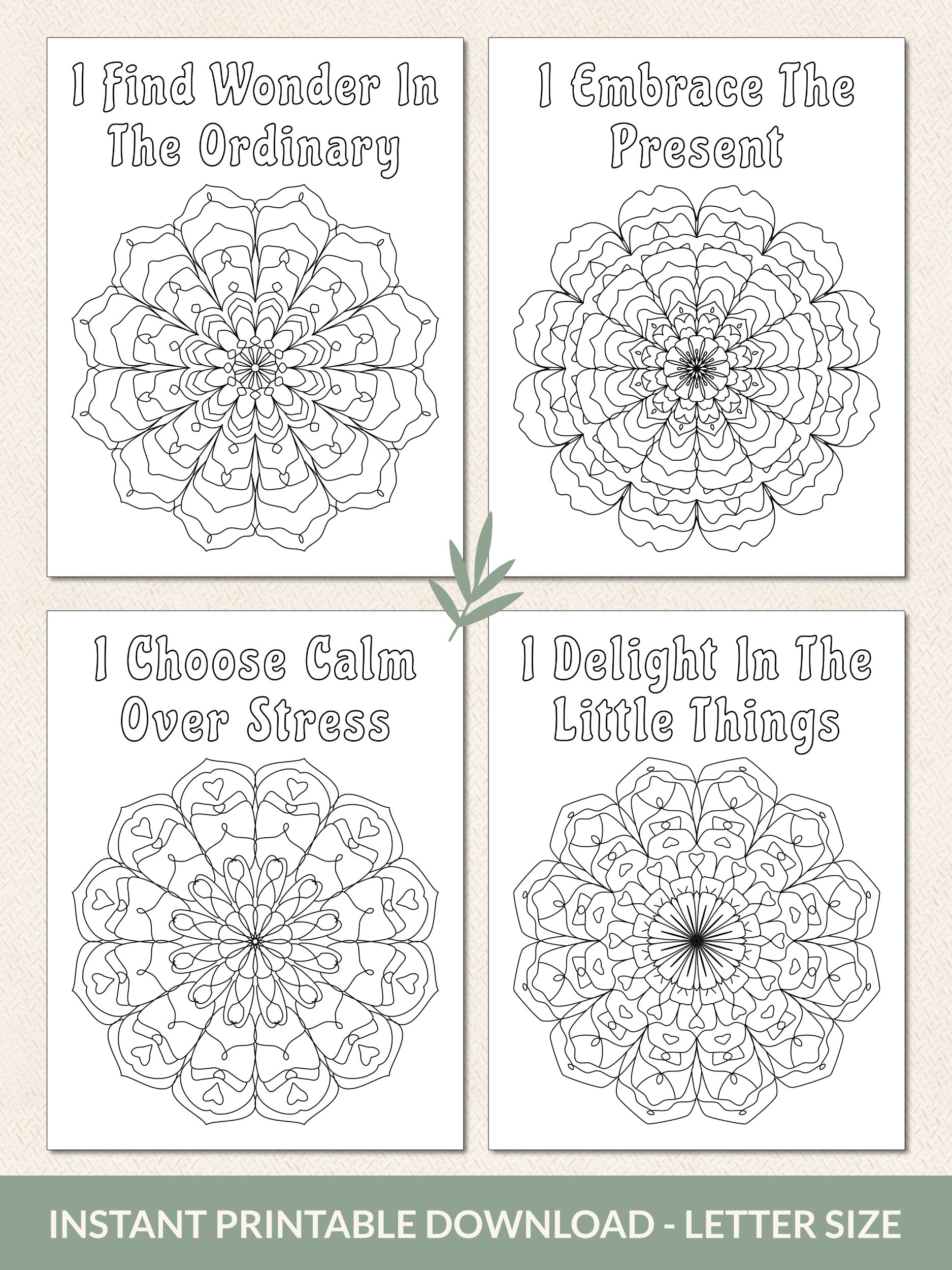 Affirmation And Mandala Coloring Pages – Printable Set of 12 product image (4)