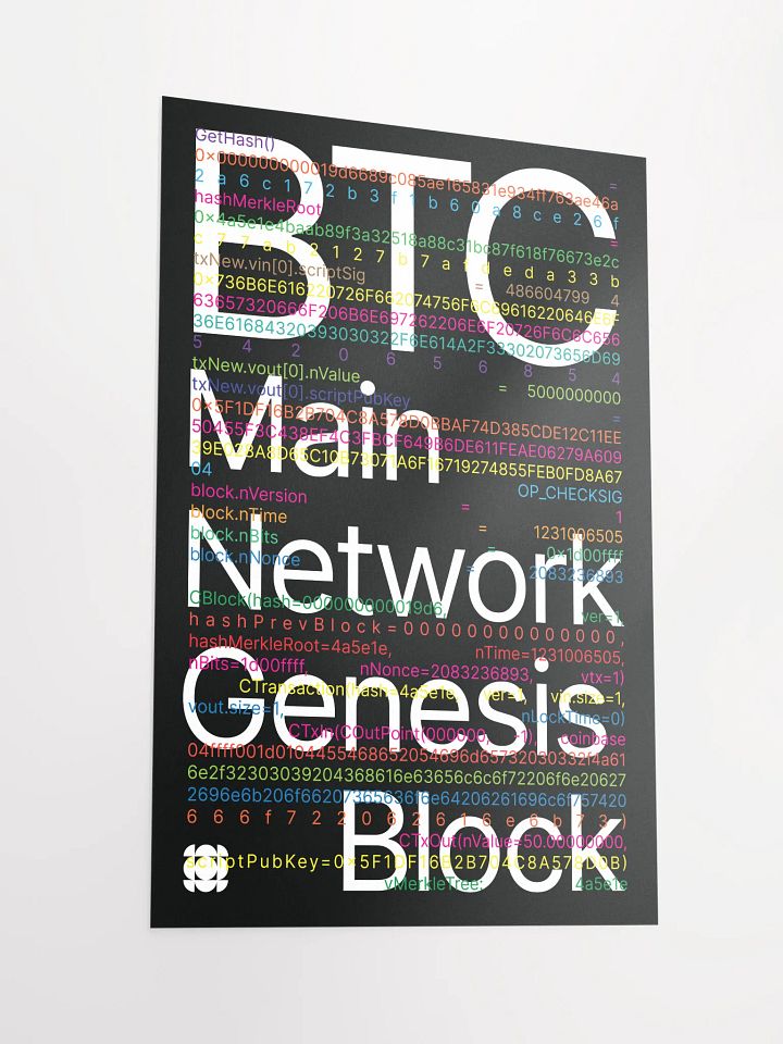 Bitcoin Genesis Block Poster (black) product image (2)