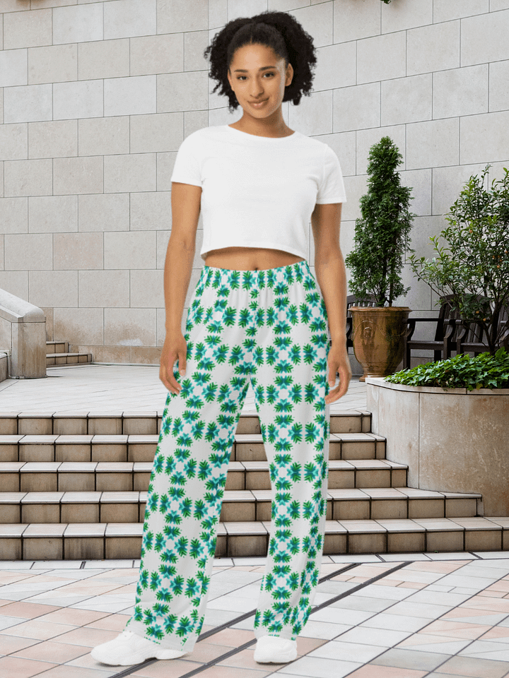 Botanical Green Geometric Wide-Leg Pants product image (1)