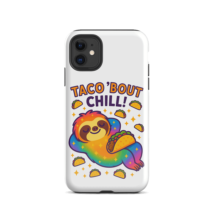 Taco ’Bout Chill – Funny Sloth iPhone Case | Taco Lover Tough Phone Case – Sloths Having Snacks Collection product image (2)
