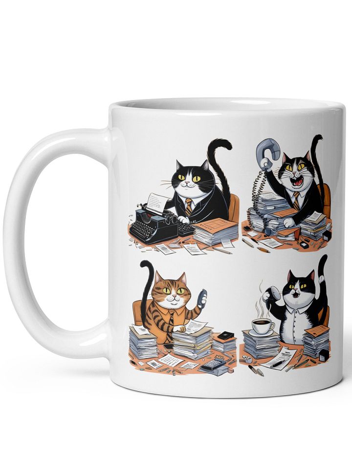 Personalized Working Office Cats White Glossy Ceramic Mug product image (2)