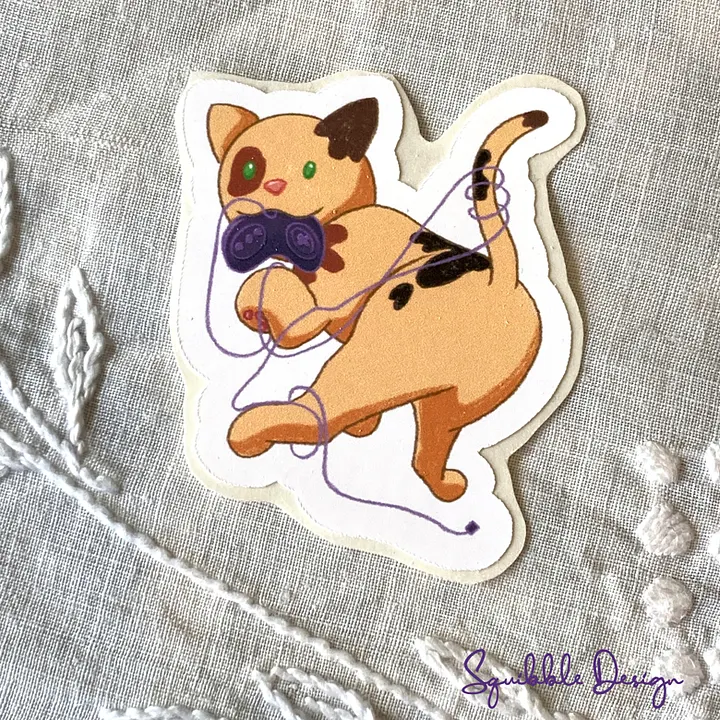 Vinyl Sticker - Controller Cat - Tangled product image (1)