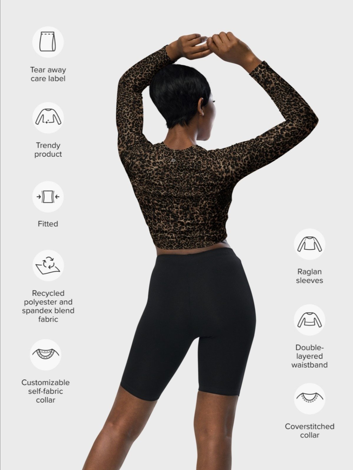 Recycled Crop Top "Chic Dark Brown Leopard" product image (4)