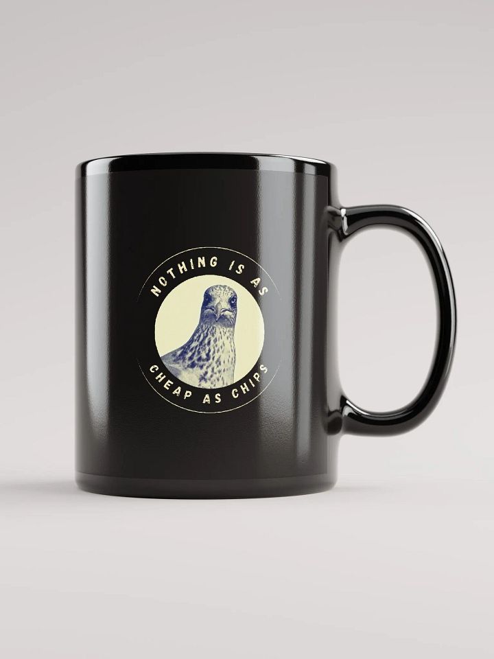 Gavin the Gull - Nothing is as Cheap as Chips Black Glossy Mug product image (1)