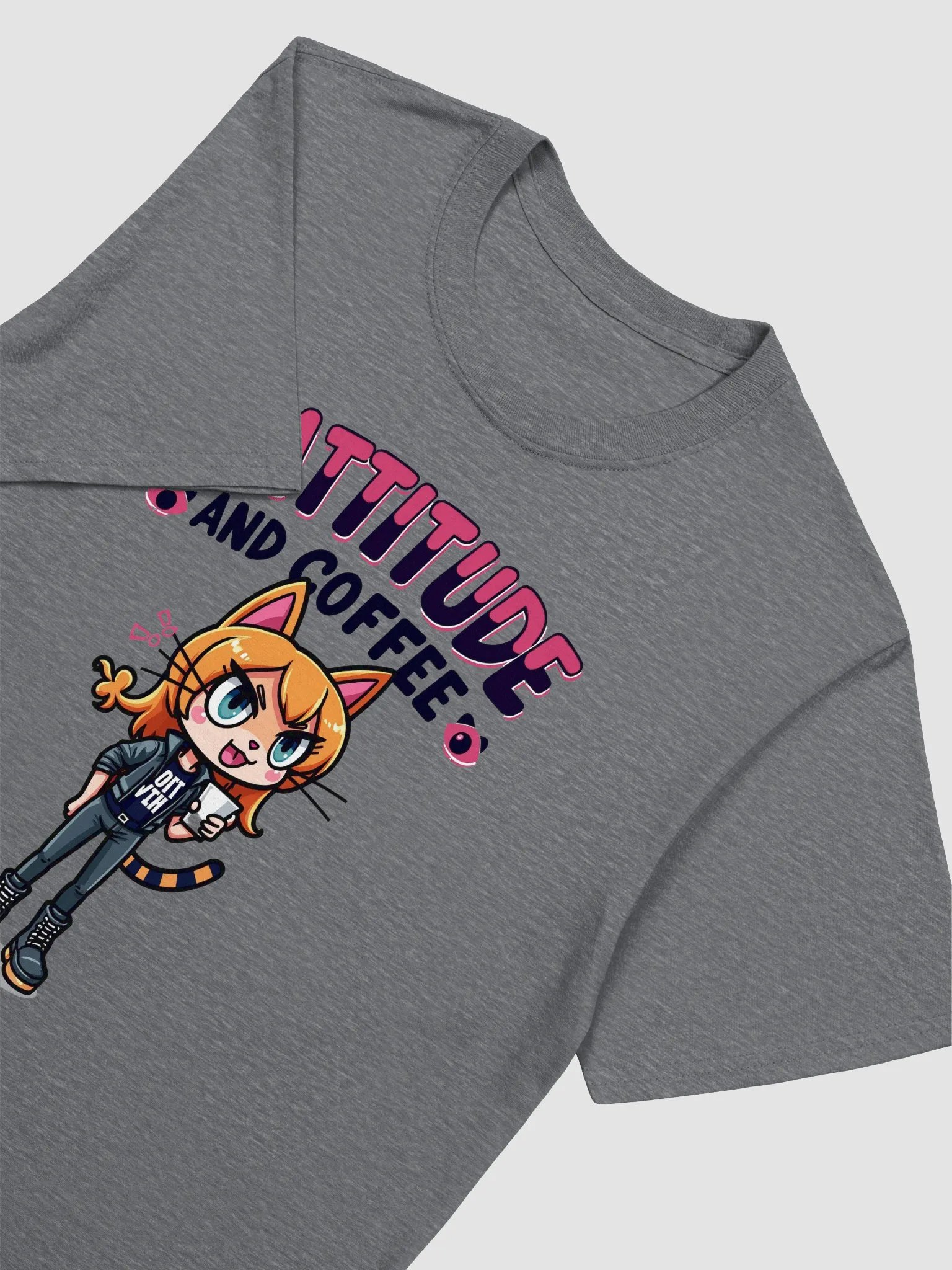 Cattitude and Coffee Cartoon Cat T-Shirt product image (13)