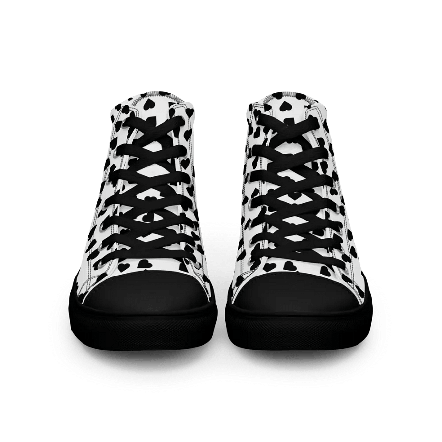 Love Pattern 4 Black and White Ladies High Top Canvas Shoes product image (7)