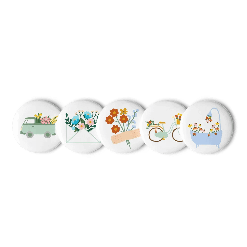 Floral Pickup Truck Pin Button Set product image (1)