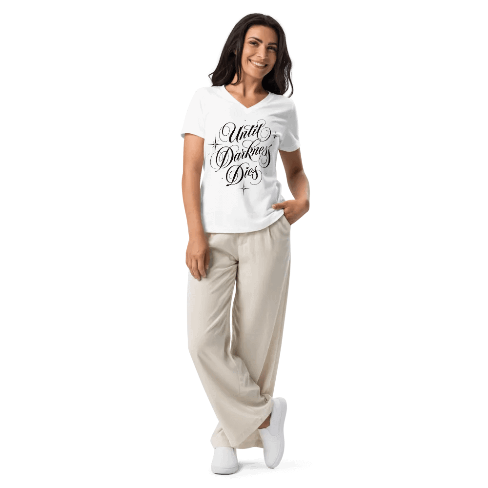 Until Darkness Dies (simple design) Bella+Canvas Women's Relaxed V-Neck T-Shirt product image (9)