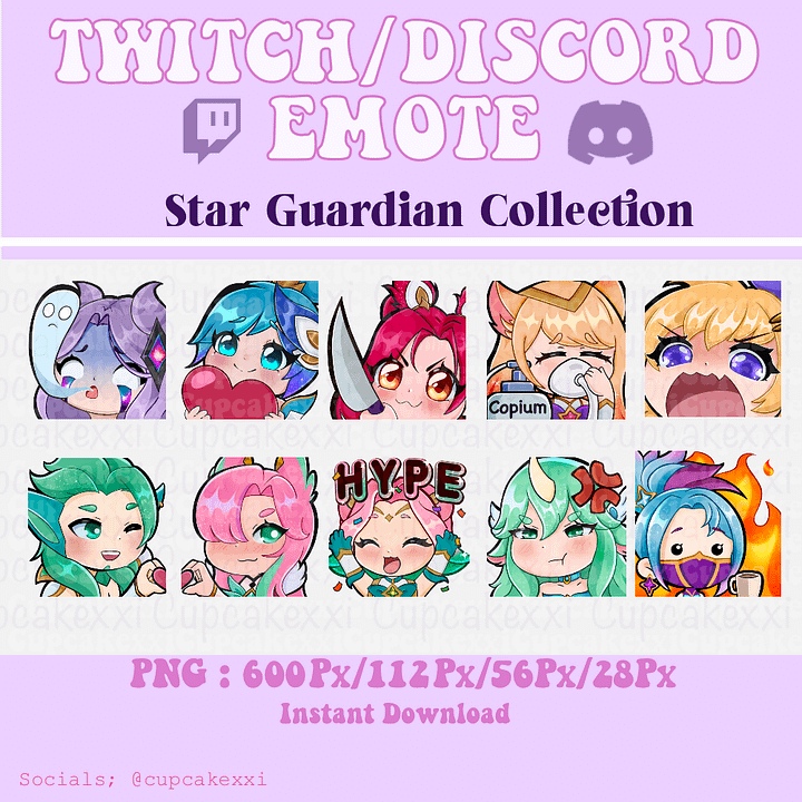 Star Guardian 12 emotes pack | LoL | Instant Download | Twitch & Discord product image (1)