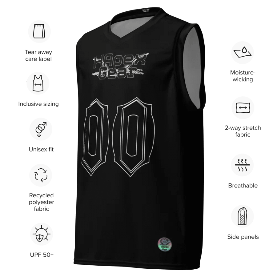 Sync - Black - Recycled Unisex Basketball Jersey - Black HApex Gear Black Logo product image (7)