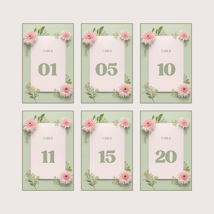 Floral Table Number Card - Dizynai (DTN-15) product image (2)