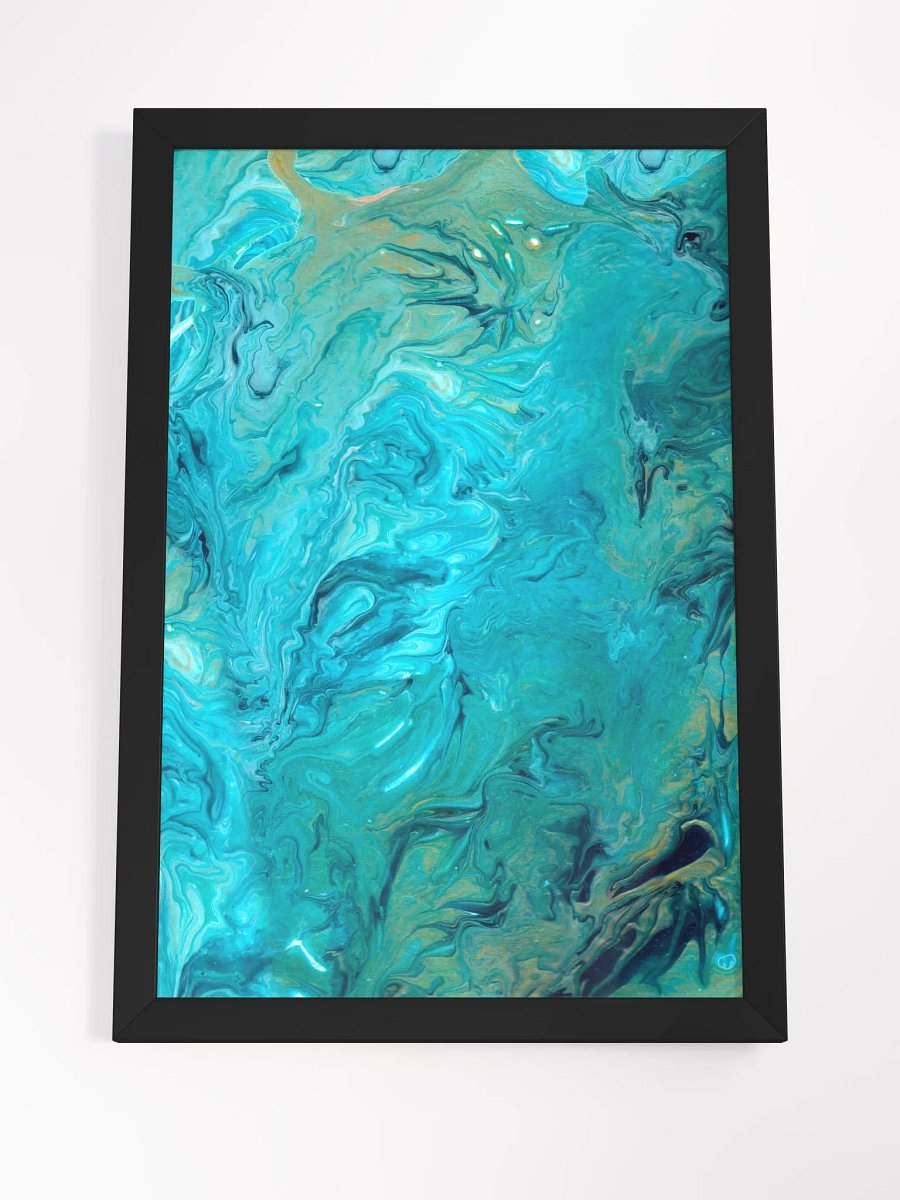 Blue acrylic pouring abstract art product image (8)