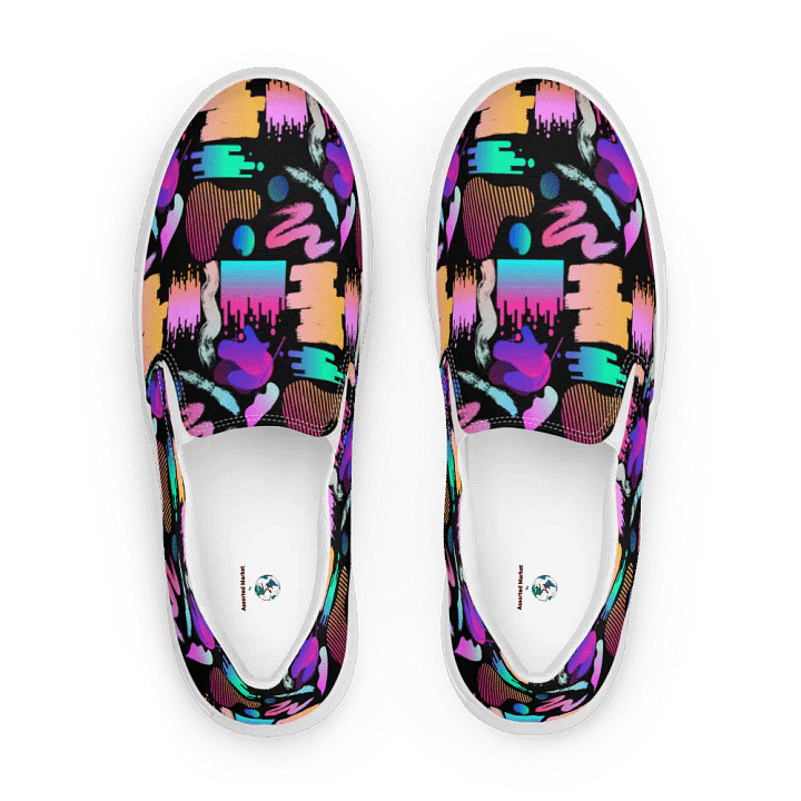 90's Pattern Womens Canvas Slip-On Shoes | Retro Pattern Shoes product image (2)