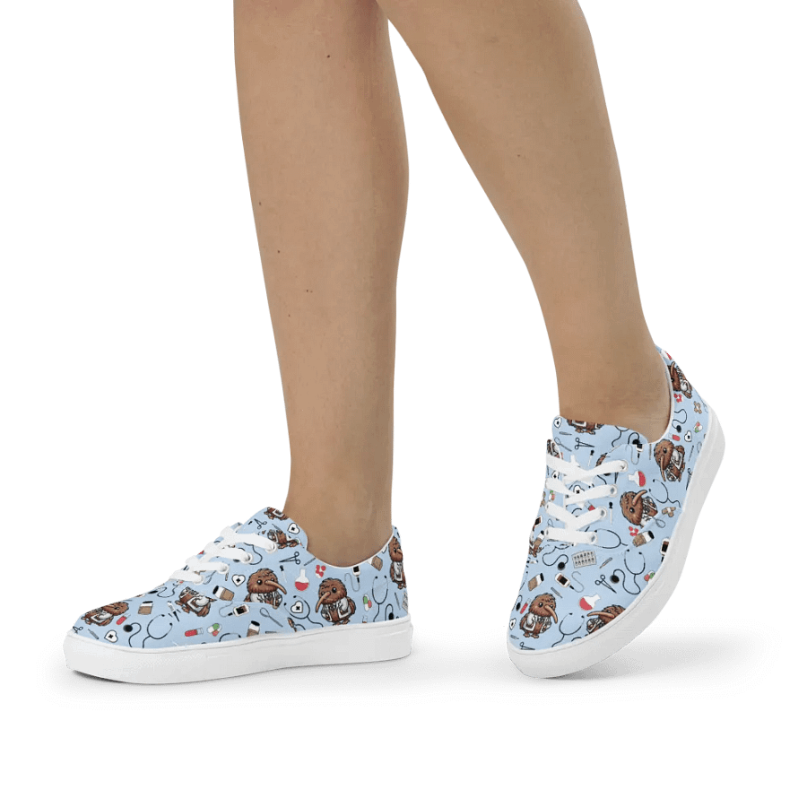 Cute Medical Kiwi Lace-up Canvas Shoes (Blue) product image (4)