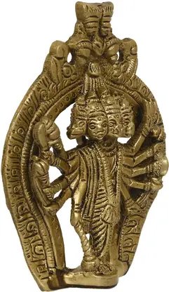 eCraftIndia Panchmukhi Lord Hanuman Brass Idol Statue Decorative Showpiece - 12 cm (Brass, Gold, Brown) product image (5)