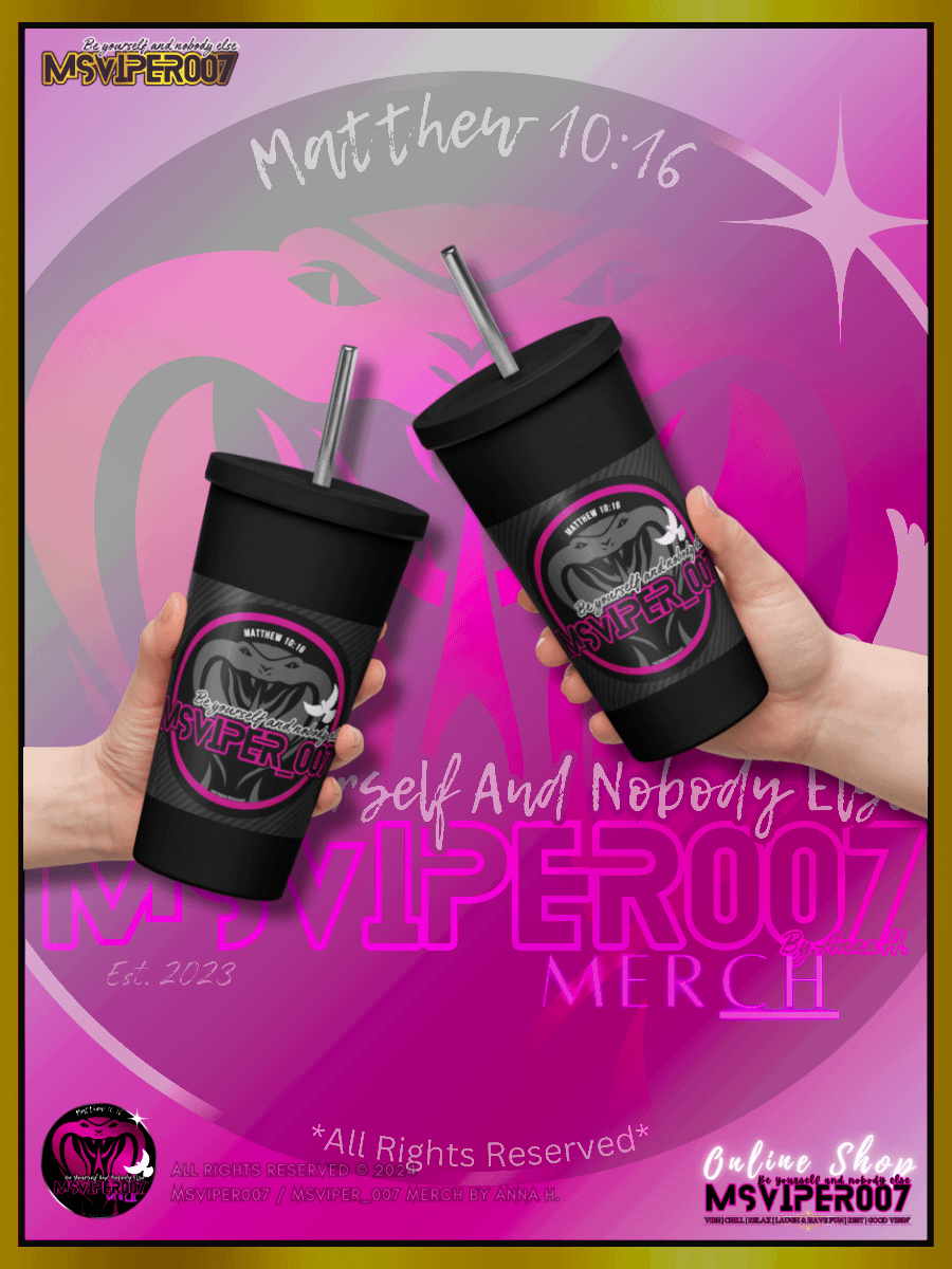 Tumbler - "MsViper_007™ Brand [pink/blk] - Support&Sport" Insulated Tumbler with a Straw By Anna H. product image (7)