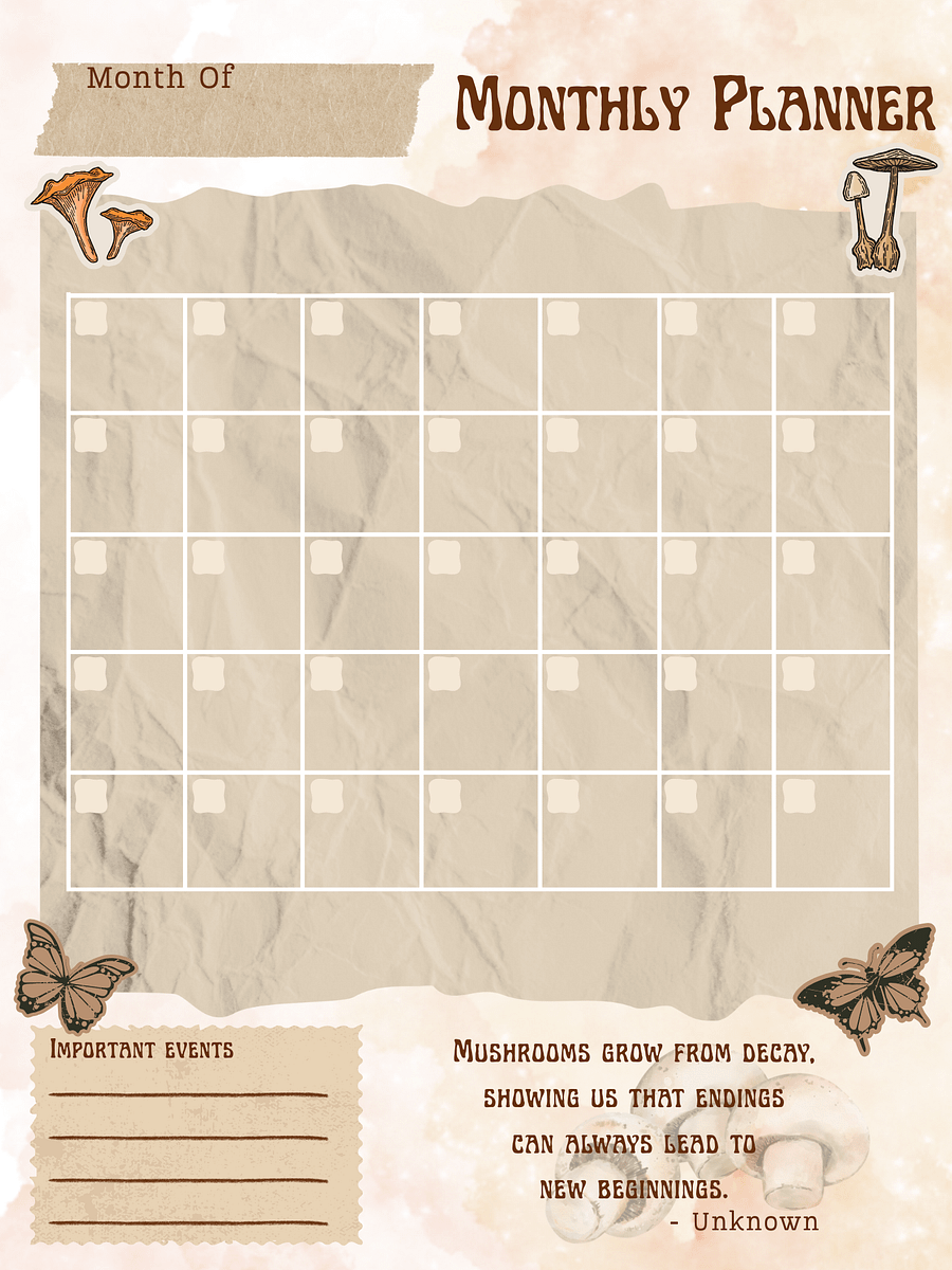 [A5] May Planner Design - Mushroom Scrapbook (Daily, Weekly, & Monthly) product image (3)