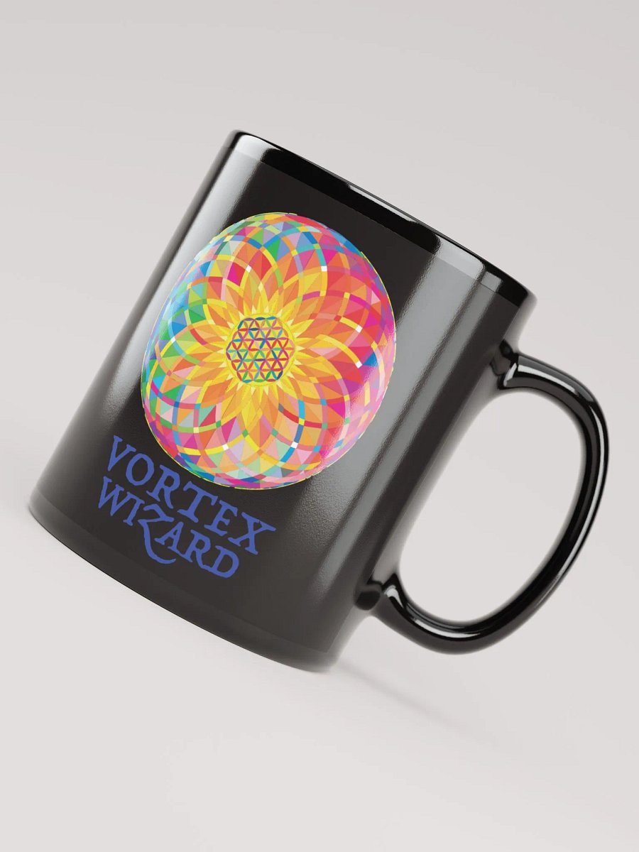 SACRED GEOMETRY VORTEX WIZARD • black ceramic mug product image (4)