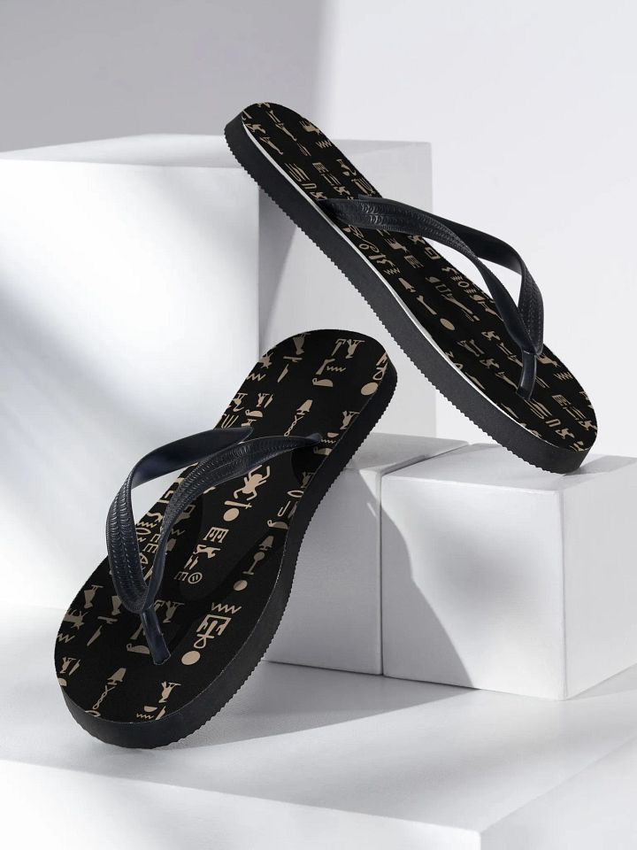 Isis Hieroglyphics Black Flip-Flops Shoes product image (2)