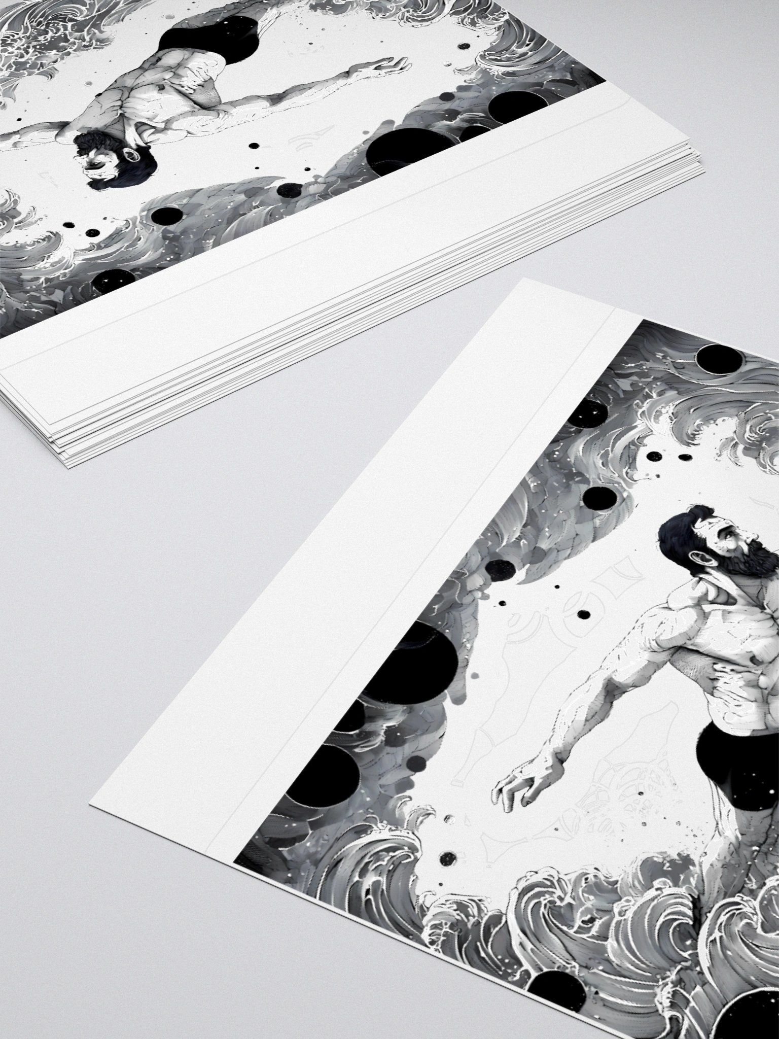 Monochrome Maritime Adventure: Black & White Waves Sticker product image (11)