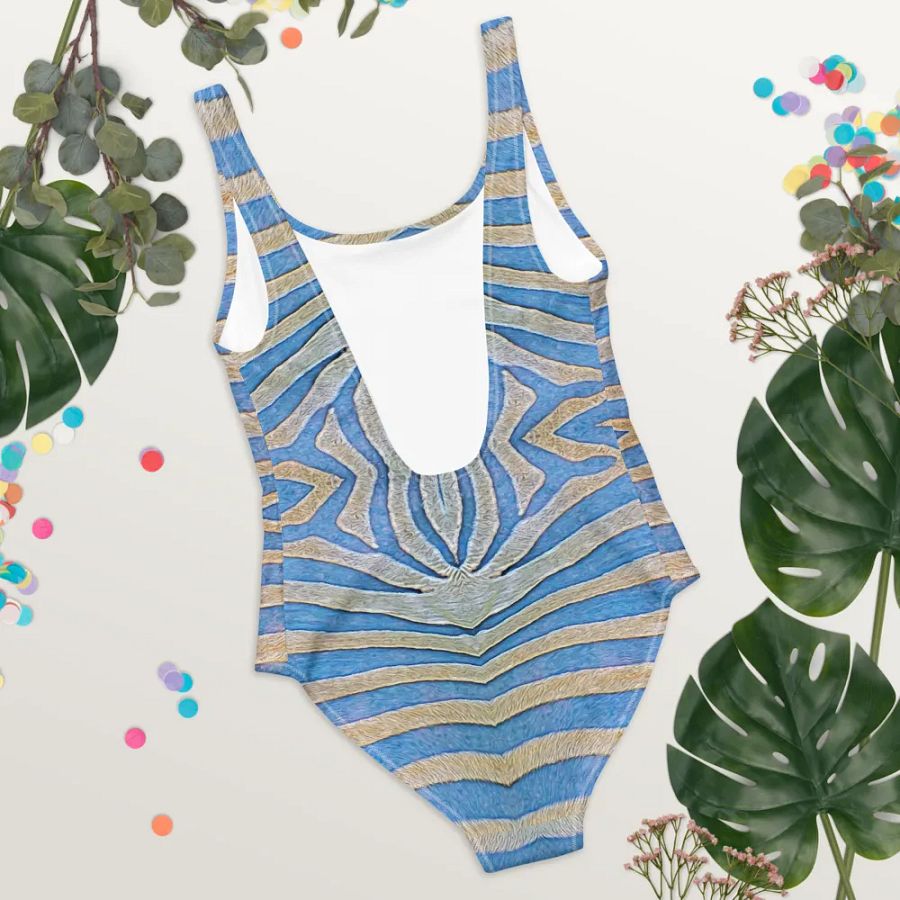 Zebra stripes in dove blue Swimsuit product image (5)