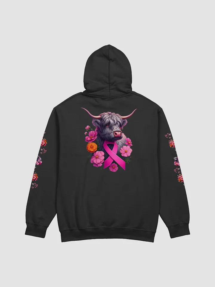 Highland Cow Floral Bliss Breast Cancer Awareness Hoodie product image (2)
