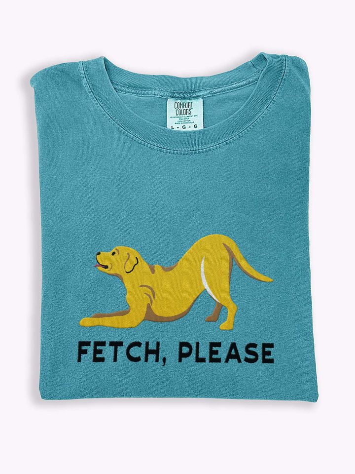 Fetch Please T-Shirt(Embroidered) of a Labrador Retriever(Yellow) product image (1)